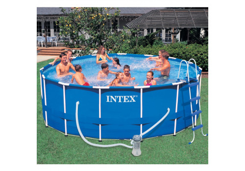 Каркасный бассейн Intex Metal Frame Pool 28218, 366 х 98 см + насос-фильтр, лестница