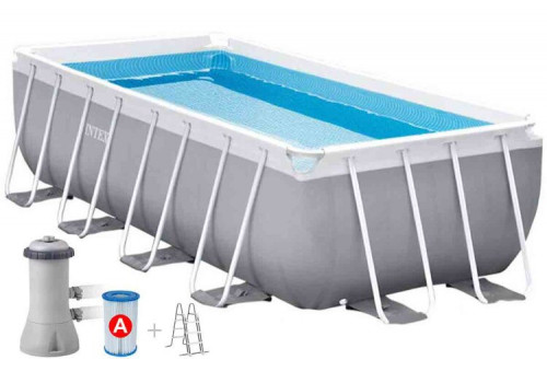 Прямоугольный каркасный бассейн Intex 400х200х122см +фильтр-насос 2,0 м3/ч, лестница (26790)