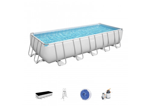 5612B Bestway Прямоугольный каркасный бассейн 640х274х132см+фильтр-насос, лестница, тент